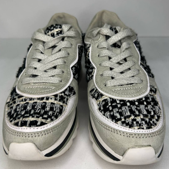 ZARA Chunky Sole Tweed Platform Retro Vegan Leather Sneakers Size 38/ US 7.5 - Picture 3 of 9